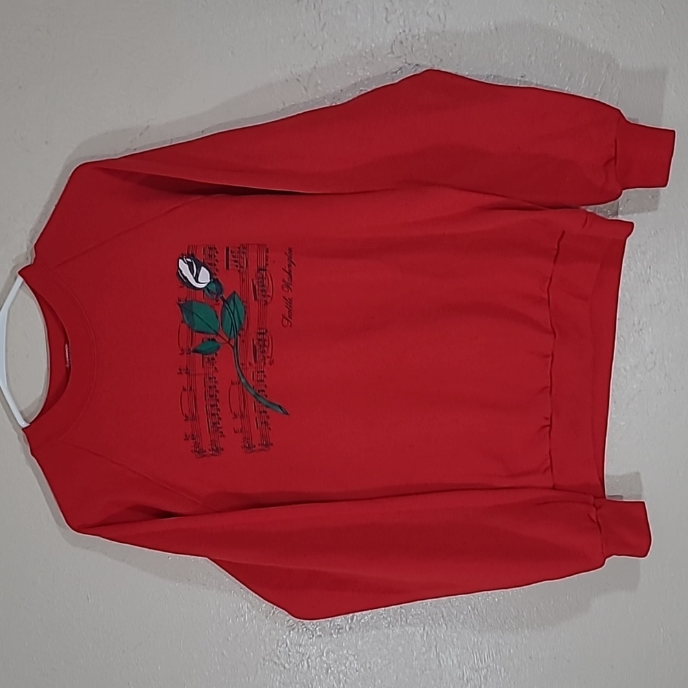 Vintage Seattle Washinton Rose Sheet Music Jerzees red vacation sweatshirt Large